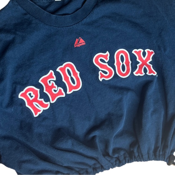 Boston Red Sox Reworked Drawstring Pull Waist Crop Top - Picture 4 of 4